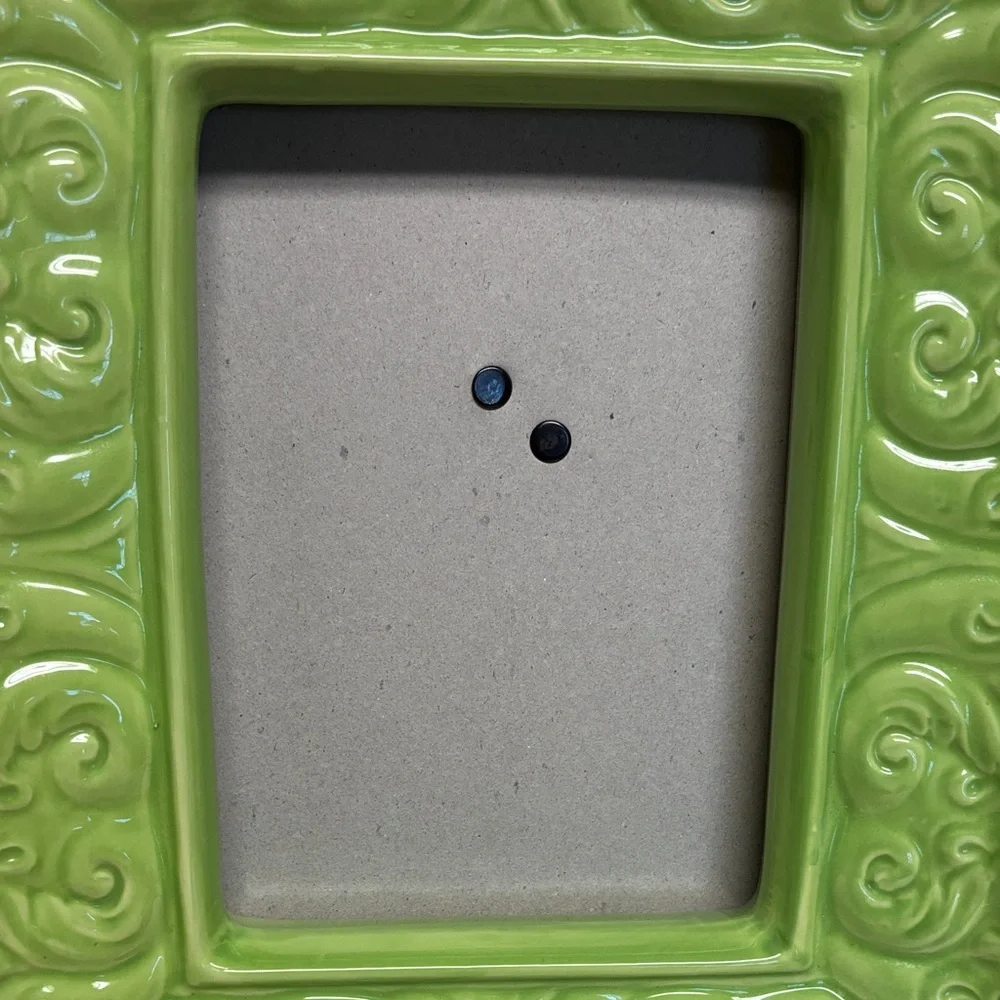 Lime Green Ceramic 5 x 7 Picture Frame Glossy Finish Total Size Of Frame 9 x 11
